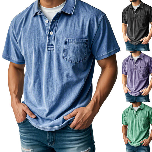 👕✨ Overhemd met korte mouwen in retrostijl – lichte stof, comfortabele pasvorm en handige borstzak – ideaal voor warme dagen, op reis en voor dagelijks gebruik