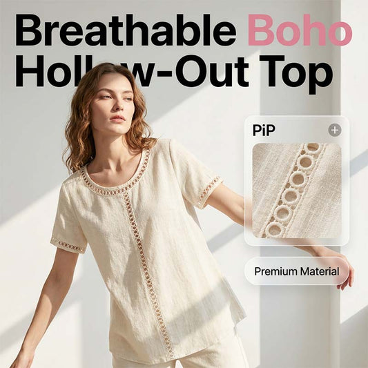 Casual bohemian dames top met opengewerkt patroon