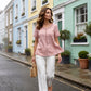 Casual bohemian dames top met opengewerkt patroon