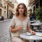 Casual bohemian dames top met opengewerkt patroon