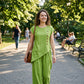 ✨ Dames 2-Delige Set – Asymmetrische Top & Wijde Broek, Comfortabel en Lichtgewicht 👗