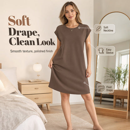 🌼 Dames Ronde Hals Effen Jurk | Zomers & Ademend — 9 Kleuren, S t/m XL! ✨