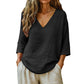 Casual damesblouse met V-hals en driekwartmouwen