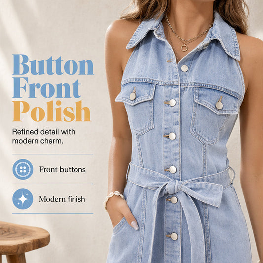 Denimjurk die de taille benadrukt