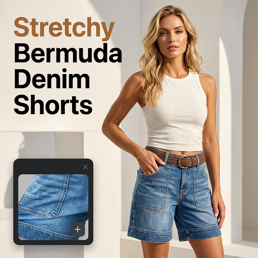 👖✨ Dames Bermuda Spijkerbroek Shorts met Zakken | Nu 50% Korting! | Midden Taille & Stretchy 🌞