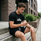 🏃 50% KORTING! ✨ Heren Zomerset – Geometrisch Print T-shirt met Korte Mouwen & Trekkoord Short | Ademend & Stijlvol 🌊
