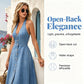 👗 Denim Jurk voor Dames – Mouwloos, V-Hals & Open Rug | Comfortabele Zomerstijl ☀️