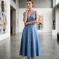 👗 Denim Jurk voor Dames – Mouwloos, V-Hals & Open Rug | Comfortabele Zomerstijl ☀️