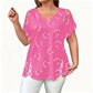 Casual T-shirt met V-hals en korte mouwen voor dames