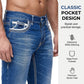 Hoog-Elastische Dubbel Gestikte Heren Jeans