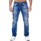 Hoog-Elastische Dubbel Gestikte Heren Jeans