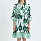 🔥Lose, bedrukte korte jurk voor dames met ruches aan de zoom en een casual V-hals