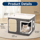 🐾 Tijdelijke Korting! – Opvouwbaar 2-in-1 Kattenhuis met 2 Niveaus & Geïntegreerde Krabpaal | Comfortabele Rustplek voor Katten | Ruimtebesparend & Draagbaar