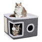 🐾 Tijdelijke Korting! – Opvouwbaar 2-in-1 Kattenhuis met 2 Niveaus & Geïntegreerde Krabpaal | Comfortabele Rustplek voor Katten | Ruimtebesparend & Draagbaar