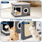 🐾 Tijdelijke Korting! – Opvouwbaar 2-in-1 Kattenhuis met 2 Niveaus & Geïntegreerde Krabpaal | Comfortabele Rustplek voor Katten | Ruimtebesparend & Draagbaar