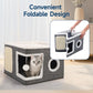 🐾 Tijdelijke Korting! – Opvouwbaar 2-in-1 Kattenhuis met 2 Niveaus & Geïntegreerde Krabpaal | Comfortabele Rustplek voor Katten | Ruimtebesparend & Draagbaar