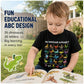💥【50% OFF】🔥 Kinder Dinosaurus Alfabet T-shirt | A-Z Kleurrijke Dino Print | Zachte Polyester, Huidvriendelijk | Ademend, Niet Benauwd | Verstevigde Stiksels | 3 Kleuren (Zwart/Wit/Geel) | Leeftijd 2-14 👕