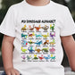 💥【50% OFF】🔥 Kinder Dinosaurus Alfabet T-shirt | A-Z Kleurrijke Dino Print | Zachte Polyester, Huidvriendelijk | Ademend, Niet Benauwd | Verstevigde Stiksels | 3 Kleuren (Zwart/Wit/Geel) | Leeftijd 2-14 👕