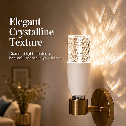 💥【50% OFF】🔥 LED Kristallamp B22 | Diamantgeslepen Kap 360° Schittering | Ringvormige Gelijkmatige Gloed | Antireflectiecoating, Zacht voor Ogen | 80lm Helder | Wit Acryl | 9,3x17cm | Voor Kroonluchter/Wandlamp/Decoratie 💡