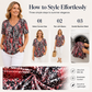 🎉Grote uitverkoop 2026: 50 % korting💞 Dames-T-shirt met V-hals, luipaardprint en korte mouwen – geplooide tuniek