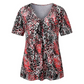 🎉Grote uitverkoop 2026: 50 % korting💞 Dames-T-shirt met V-hals, luipaardprint en korte mouwen – geplooide tuniek