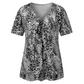 🎉Grote uitverkoop 2026: 50 % korting💞 Dames-T-shirt met V-hals, luipaardprint en korte mouwen – geplooide tuniek
