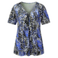 🎉Grote uitverkoop 2026: 50 % korting💞 Dames-T-shirt met V-hals, luipaardprint en korte mouwen – geplooide tuniek