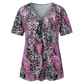 🎉Grote uitverkoop 2026: 50 % korting💞 Dames-T-shirt met V-hals, luipaardprint en korte mouwen – geplooide tuniek