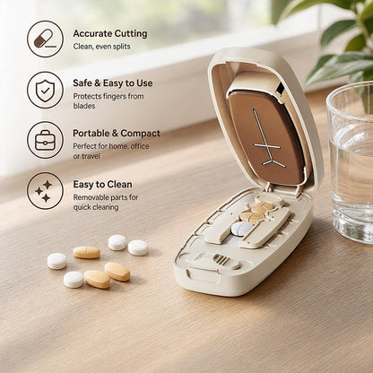 💊✨ NU 60% KORTING! Draagbare Pillensnijder met Opbergdoosje – Eenvoudig & Nauwkeurig Splitsen | Compact voor Thuis & Onderweg