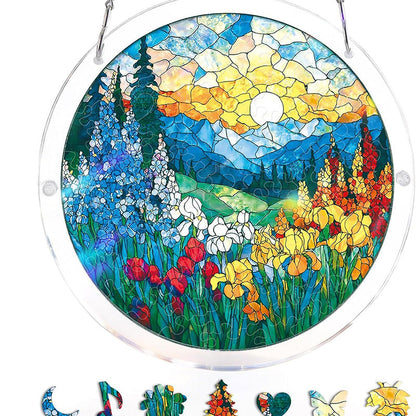 🌅🧩 KOOP 2, KRIJG 1 GRATIS! Acryl Puzzel met Zonsondergang & Zee – Kleurrijke Raamdecoratie | Breng een Warme Kustsfeer in Huis ✨