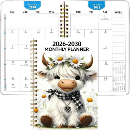 🐮🎁 KOOP 2 + 1 GRATIS! Schattige Hooglander Maandplanner 2026–2030 | Decoratieve 5-Jarige Kalender voor Thuis, Keuken & Kantoor 📅✨