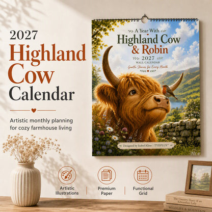 🎁🐮 VROEGE VOGELDEAL! 68% KORTING – 2027 Highland Cow Kalender | Uniek Cadeau voor Liefhebbers van Landelijke & Speelse Kunst 📅✨