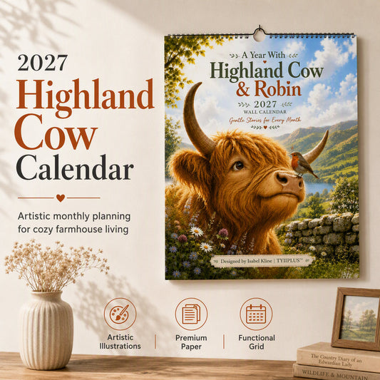 🎁🐮 VROEGE VOGELDEAL! 68% KORTING – 2027 Highland Cow Kalender | Uniek Cadeau voor Liefhebbers van Landelijke & Speelse Kunst 📅✨