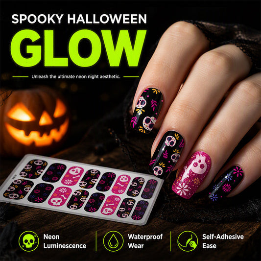 ❄️Zomerfresh 50% Korting!🎃Lichtgevende Halloween-Nagelwraps – 11 griezelige ontwerpen