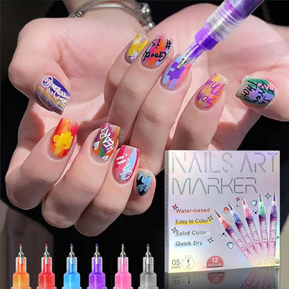 🔥Laatste dag promotie 50% KORTING🔥✨12 kleuren Nail Art Pens Set