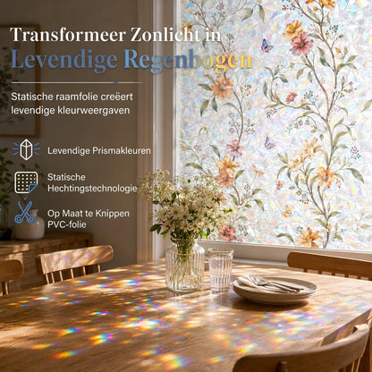 🌈 BEPERKTE TIJD 50% KORTING! ✨ 3D Regenboog Raamfolie – Statische Privacy Glass Sticker, Lijmvrije DIY Sun Catcher & UV-filter 🪟