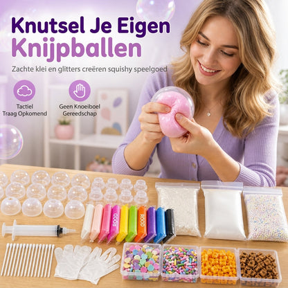 📢📢 50% KORTING !! ⏰💞 50K+ VERKOCHT! 🧪 DIY Knijperbal Maken Kit – mix klei en glinsterende vullers, lekvrij langzaam herstellend plezier. Opruimvrij knutselen voor kinderen! 🎨✅