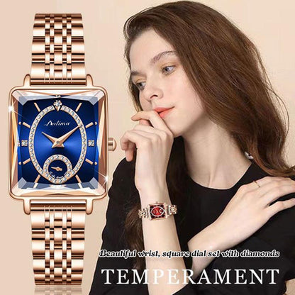 Fashion Square Dames Roségoud Diamanten Horloge