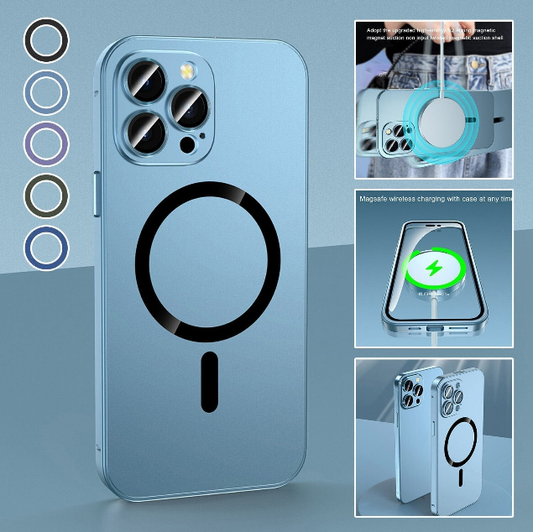 Magnetische opladen Aluminium Metal Bumper Matte Case Cover voor iPhone